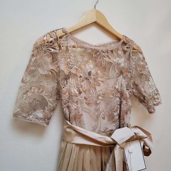 Adrianna Papell *NEW* Sequin Lace & Taffeta Gold Ballgown - Picture 8 of 16